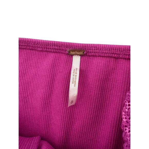 Free People Fuchsia Lace Corset Floral Top Barbiecore Coquette Boho Feminine S - Picture 7 of 9